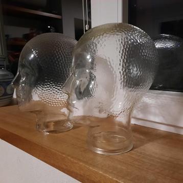 2 vintage retro jaren 70 glazen hoofden  beschikbaar voor biedingen