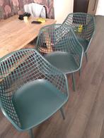3 donkergroene stoelen, Tuin en Terras, Tuinstoelen, Ophalen, Zo goed als nieuw, Kunststof