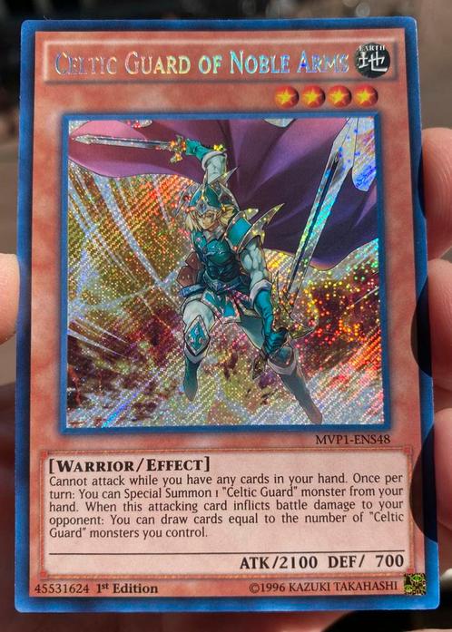 Yu-Gi-Oh! Celtic Guard of Noble Arms MVP1 1st Ed !, Hobby en Vrije tijd, Verzamelkaartspellen | Yu-gi-Oh!, Zo goed als nieuw, Losse kaart