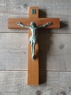 Crucifix houten kruis met Jezus van metaal (160), Antiek en Kunst, Ophalen of Verzenden