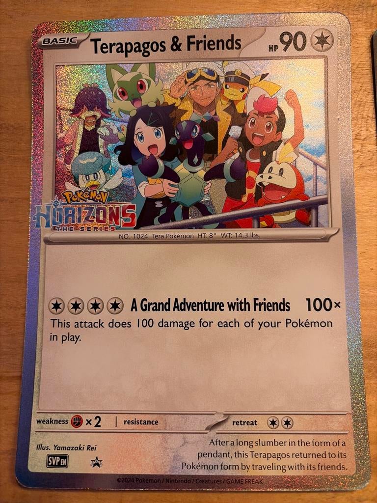 XL Pokémonkaart - Terapagos & Friends, Ophalen of Verzenden, Zo goed als nieuw, Losse kaart, Foil