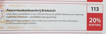 Pannenkoekenboerderij Brinkzicht kortingsbon   beschikbaar voor biedingen