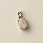 Vintage 9 karaat gouden ketting hanger opaal diamant, Overige voorstellingen, Zo goed als nieuw, Nvt, Nvt