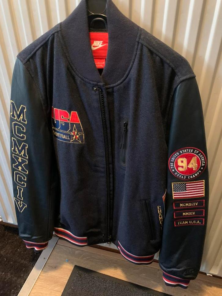 NIKE Dream Team USA 1994 Destroyer Leather Varsity Jacket L, Kleding | Heren, Jassen | Winter, Zo goed als nieuw, Maat 52/54 (L)