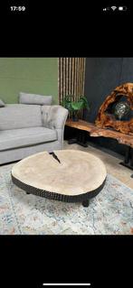 Boomstamtafel salontafel bijzettafel, Huis en Inrichting, Tafels | Salontafels, Ophalen, 50 tot 100 cm, Rond, Zo goed als nieuw