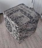Vintage poef taupe bekleding 40x40x45 cm, Ophalen, Minder dan 50 cm, Vierkant, Minder dan 50 cm