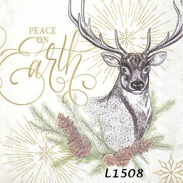 Servetten decoupage/bullet journal – hert – peace L1508, Hobby en Vrije tijd, Knutselen, Nieuw, Materiaal, Verzenden