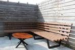 Luxe loungeset L bank moderne hout met stalen poten lounge, Tuin en Terras, Tuinsets en Loungesets, Ophalen, 6 zitplaatsen, Nieuw