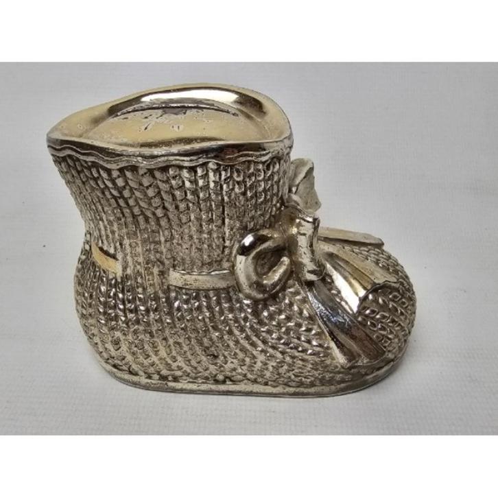 # Vintage metalen spaarpot in de vorm van schoentje, Verzamelen, Spaarpotten, Gebruikt, Metaal of Blik, Ophalen of Verzenden