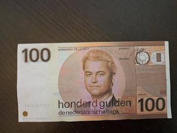 Bankbiljet Honderd gulden Geert Wilders beschikbaar voor biedingen