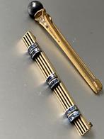 Art deco vergulde broche met parel en strass, Sieraden, Tassen en Uiterlijk, Broches, Met strass, Overige materialen, 4 tot 7 cm