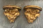 Antieke Engelen Wandconsoles - Set van 2 goudkleur gips, Antiek en Kunst, Ophalen of Verzenden
