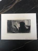 Les nouvelles. Dame à contre-jour Albert Besnard, Antiek en Kunst, Kunst | Etsen en Gravures, Ophalen of Verzenden