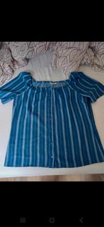 Blauw gestreepte blouse off shoulder - Maat 40, Ophalen of Verzenden, Zo goed als nieuw, Maat 38/40 (M), Blauw