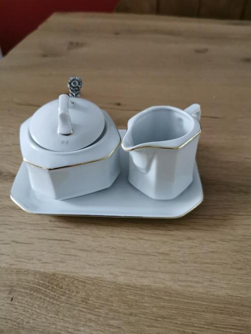 Suiker en melkstel Seltmann Weiden met zilveren suikerschep, Antiek en Kunst, Antiek | Servies compleet, Ophalen of Verzenden