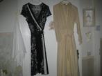 1 gevoerde vintage jurk beige .en 1 zwart witte, Maat 38/40 (M), Zwart, Ophalen of Verzenden, Zo goed als nieuw
