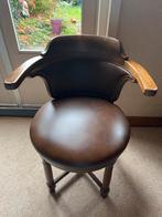 Vintage Bruine Lederen Stoel met Armleuningen, Ophalen, Gebruikt, Bruin, Eén