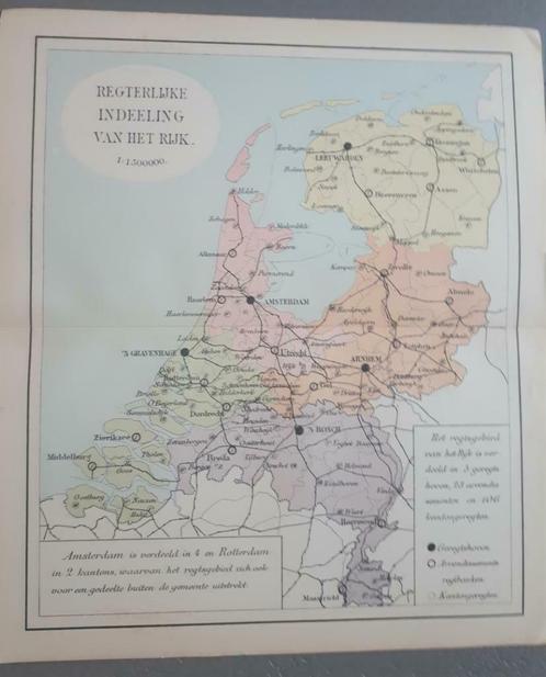 40 / Nederland / Rechtelijke Indeeling van het Rijk 1885, Antiek en Kunst, Kunst | Litho's en Zeefdrukken, Ophalen of Verzenden