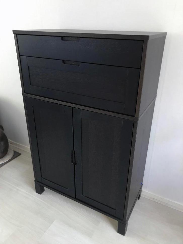Dressoir Kast + opzetkast IKEA Effektiv / Dressoirkast Zwart, Huis en Inrichting, Kasten | Dressoirs, Zo goed als nieuw, 50 tot 100 cm