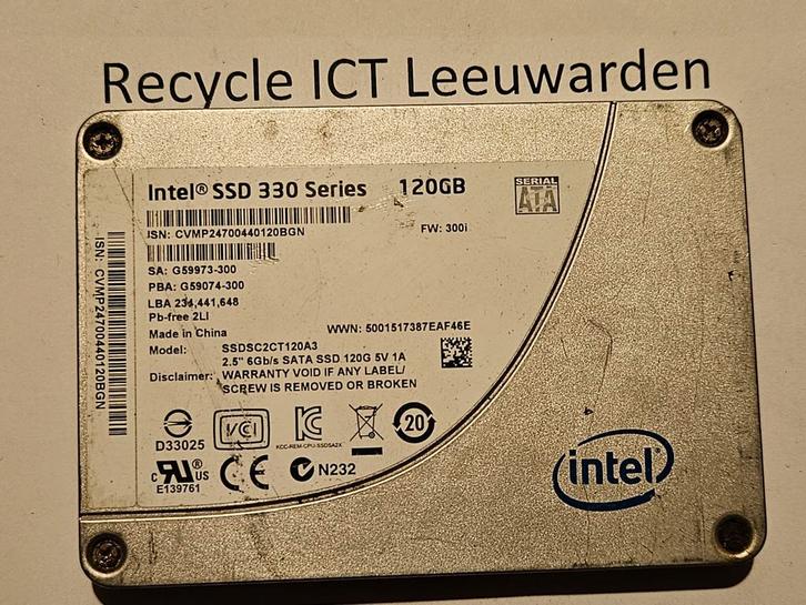 Intel ssd 330 series 120gb laptop ssd hdd hardeschijf, Computers en Software, Harde schijven, Gebruikt, Laptop, Intern, SSD, SATA