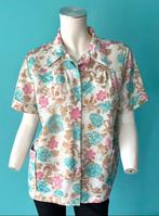 Vintage jaren 70 blouse creme/bloemmotief maat 40, Maat 38/40 (M), Overige kleuren, Verzenden, Vintage