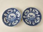 2 blauw wit borden Wan Li, porselein China 1e helft 20e eeuw, Antiek en Kunst, Ophalen of Verzenden