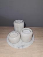 Marmeren waxinelichthouders op plateau, Huis en Inrichting, Woonaccessoires | Kandelaars en Kaarsen, Ophalen of Verzenden, Overige materialen