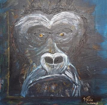 Schilderij gorilla in olieverf, nieuw. beschikbaar voor biedingen