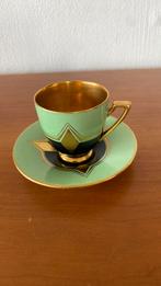 Koffiekopje Carlton ware, goudkleurig/groen/zwart, Antiek en Kunst, Antiek | Servies los, Ophalen of Verzenden