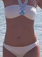 Bikini wit blauwe kralen topje maat 38 broekje maat 36, Kleding | Dames, Badmode en Zwemkleding, H&M, Verzenden, Wit, Bikini