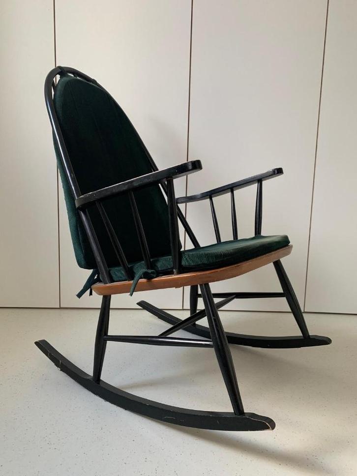 Schommelstoel Scandinavisch design, Huis en Inrichting, Stoelen, Gebruikt, Eén, Hout, Zwart, Ophalen