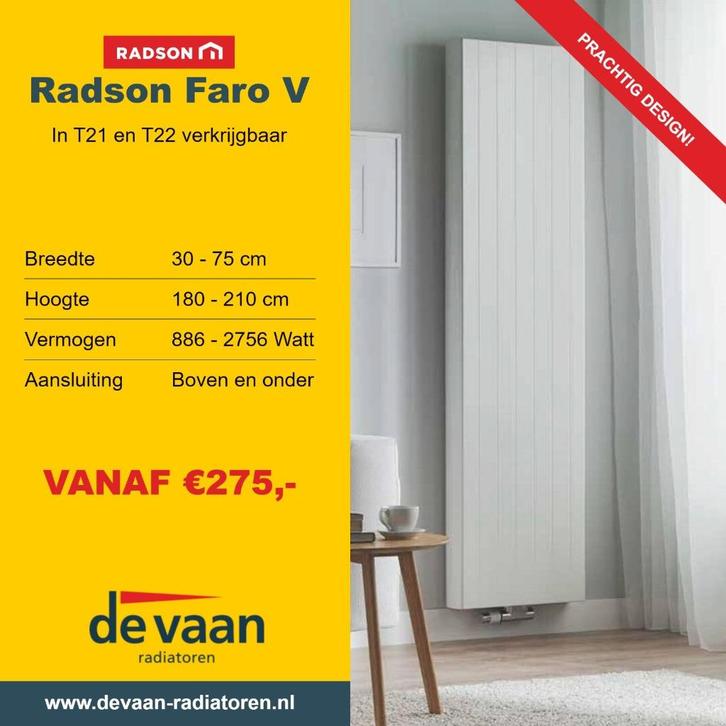 UITVERKOOP t22 designradiator Gestreept/Gegroefd Verticaal, Doe-het-zelf en Verbouw, Verwarming en Radiatoren, Nieuw, Radiator