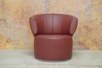 ZGAN donkerrode leren Rolf Benz 684 design draaifauteuil!