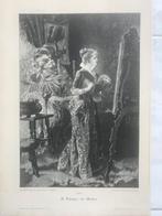 A. Schepp: Im Atelier, beeld 32x22cm, or.gravure 1896, mooi!, Antiek en Kunst, Ophalen of Verzenden