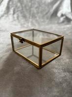 Glazen vitrine doosje met messing omlijsting, Antiek en Kunst, Ophalen of Verzenden