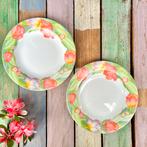 Arcopal ontbijtbordjes tulpen opaalglas Fantasy Tulip borden, Gebruikt, Ophalen of Verzenden, Glas, Bord(en)