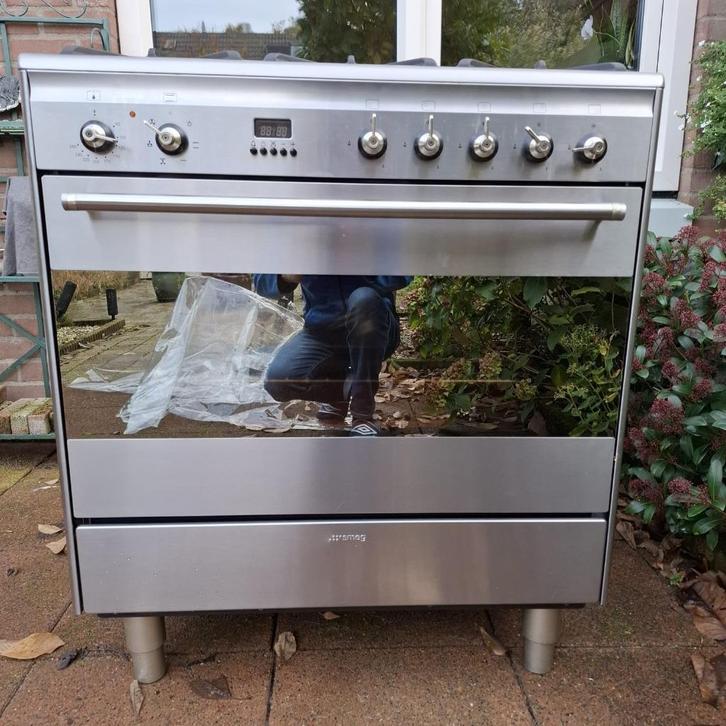 Fornuis met oven, Witgoed en Apparatuur, Fornuizen, Gebruikt, Vrijstaand, Gas, 5 kookzones of meer, 90 tot 95 cm, 60 cm of meer
