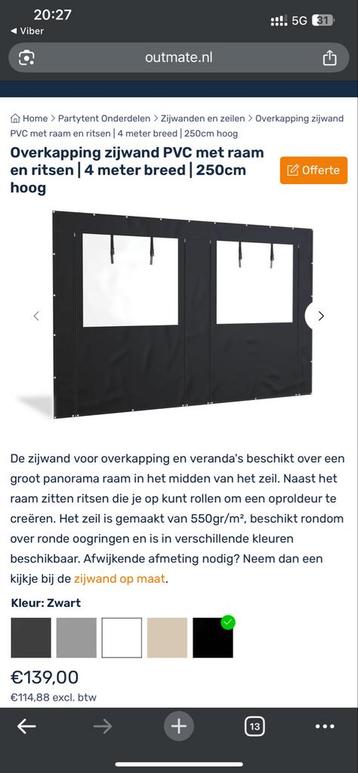 PVC Zijwand met Raam & Ritsen beschikbaar voor biedingen