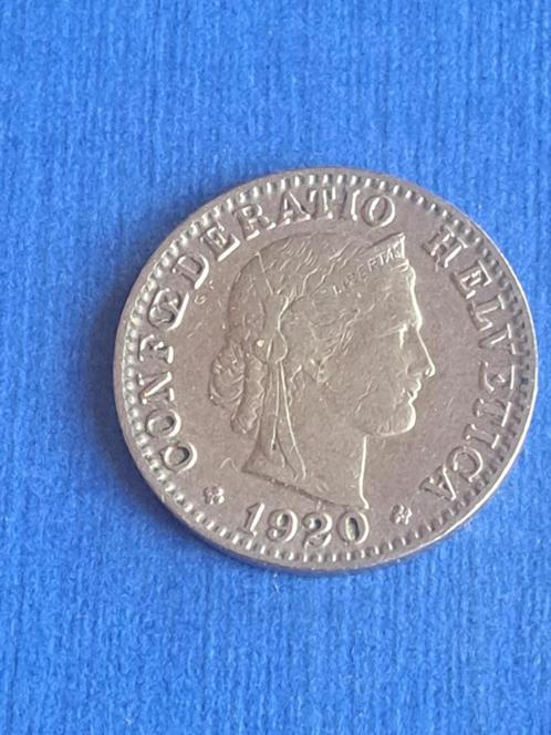1920 Zwitserland 20 rappen, Postzegels en Munten, Munten | Europa | Niet-Euromunten, Losse munt, Overige landen, Verzenden