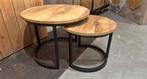 Nieuw in doos salontafelset mangohout rond 2 delig., Ophalen, Nieuw, Rond, Minder dan 50 cm