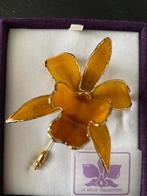 Grote echte orchidee broche handmade 24 k verguld, Ophalen of Verzenden, Zo goed als nieuw, Goud, Overige materialen