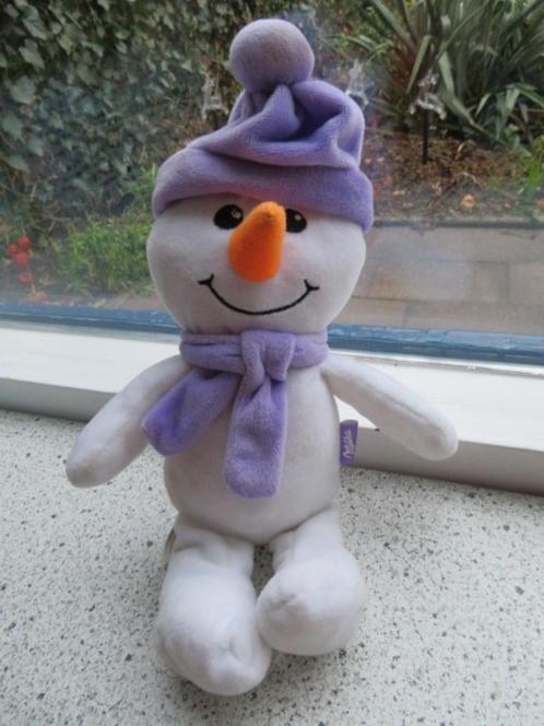 3 x Sneeuwman sneeuwpop merk Milka wit paars lila velours, Kinderen en Baby's, Speelgoed | Knuffels en Pluche, Zo goed als nieuw