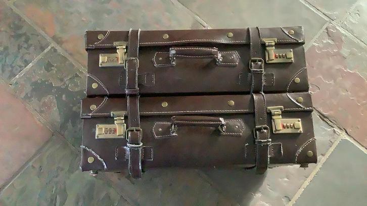 Twee leren vintage koffers 50*30*14 cm. Zeer fraai., Sieraden, Tassen en Uiterlijk, Koffers, Zo goed als nieuw, Leer, Ophalen of Verzenden