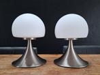 retro paar EHDP design touch tafel-lamp rvs mushroom h 21cm, Gebruikt, Ophalen of Verzenden, Glas, Minder dan 50 cm