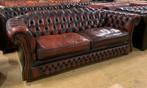 Prachtige Chesterfield Bank 3 Zits Oxblood Red., Gebruikt, Driepersoons, Ophalen of Verzenden, Rechte bank