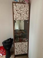 Hoge kast met glazen deur, Huis en Inrichting, Met plank(en), Minder dan 50 cm, Gebruikt, Ophalen of Verzenden