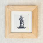 Ets 10x10 cm standbeeld Erasmus Rotterdam, incl lijst, Huis en Inrichting, Minder dan 50 cm, Oorspronkelijke maker, Nieuw, Ophalen of Verzenden