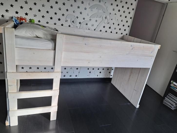 Steigerhouten Hoogslaper, Stapelbed, Bed Jorg Steiger Hout, Kinderen en Baby's, Kinderkamer | Bedden, Zo goed als nieuw, 180 cm of meer