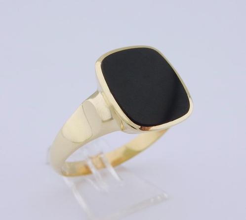 Grote en Zware 14 karaat Gouden Herenring Onyx Edelsteen, Sieraden, Tassen en Uiterlijk, Ringen, Nieuw, Heer, 20 of groter, Goud