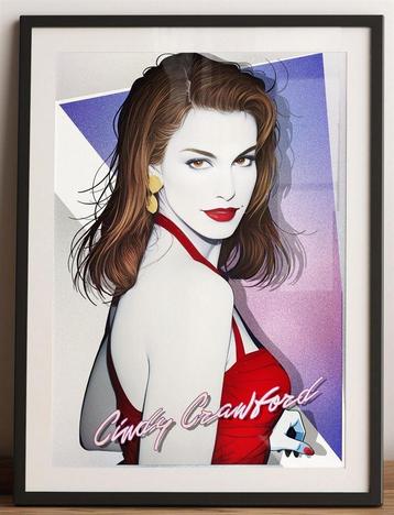 CINDY CRAWFORD Patrick nagel inspired Poster affiche beschikbaar voor biedingen